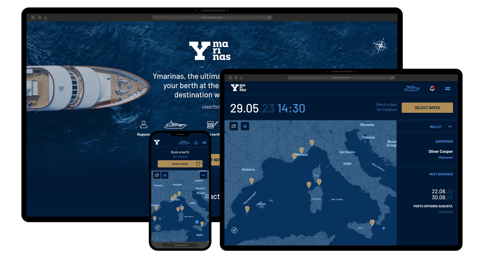 Schermate responsive dell'app