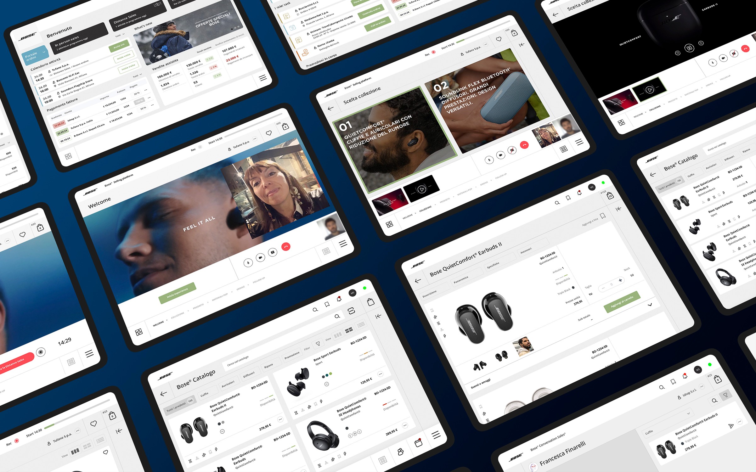 Schermate della UI della piattaforma