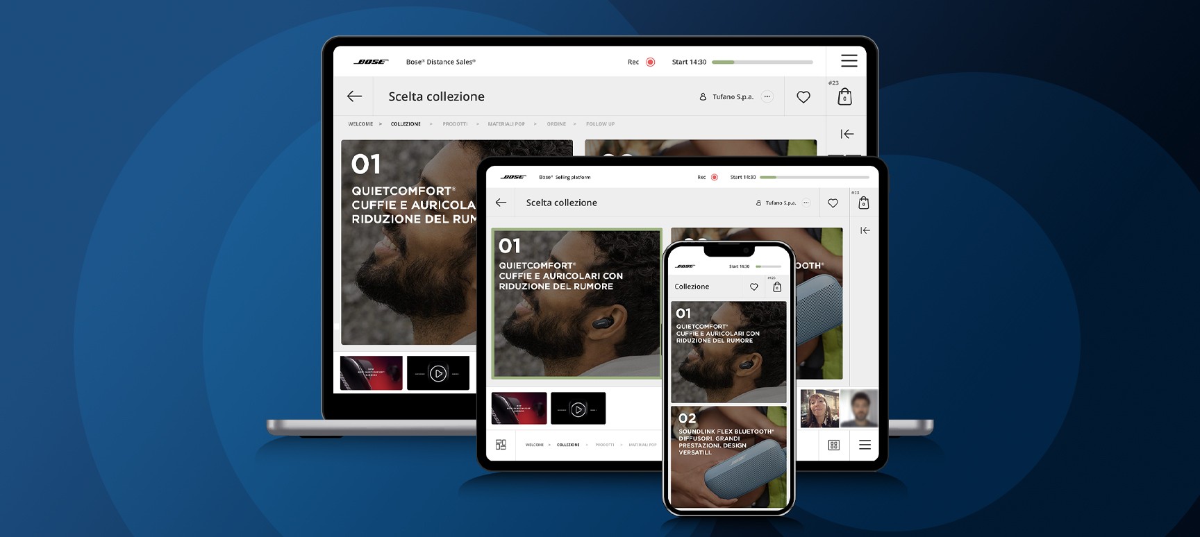 Schermate della piattaforma su diversi device