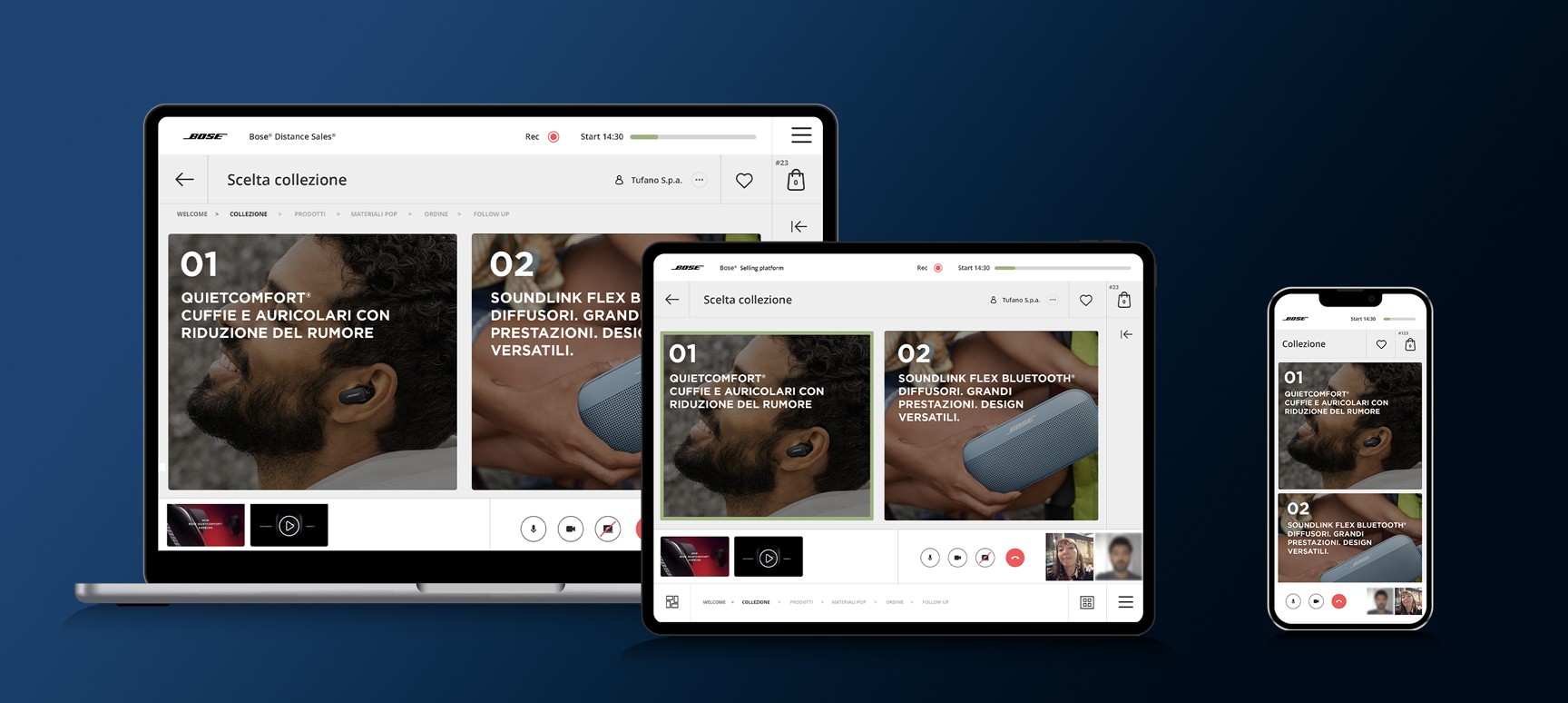 Schermate della piattaforma su diversi device