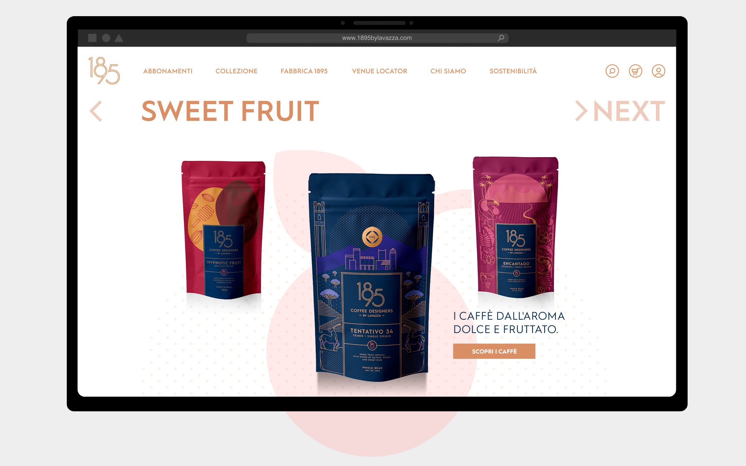 Schermata UI dell'ecommerce Lavazza 1895