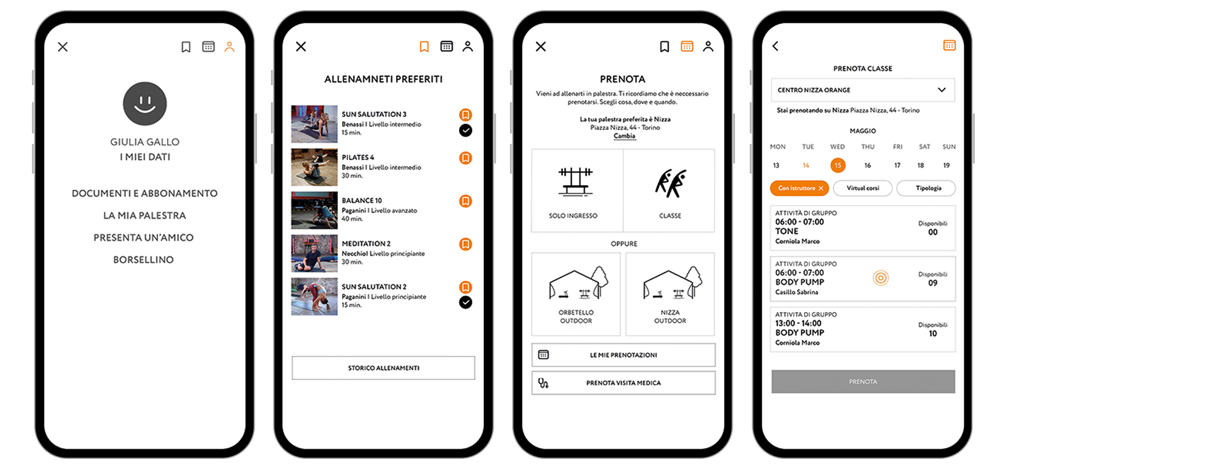 Schermate dell'account personale